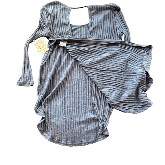 Free People Astoria Hacci Ribbed in Denim Blue Top Open Back XS $78 - Picture 6 of 11